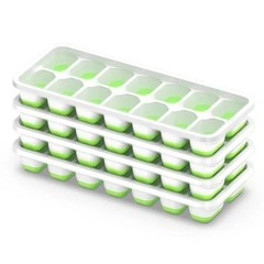 Ice Cube Tray with Lid, 4 Pack Durable Stackable Ice Cube Trays for Freezer with