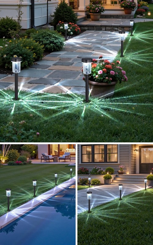 Solar Pathway Lights 12 Pack, Waterproof, 6000K Cold White, Auto On/Off gallery