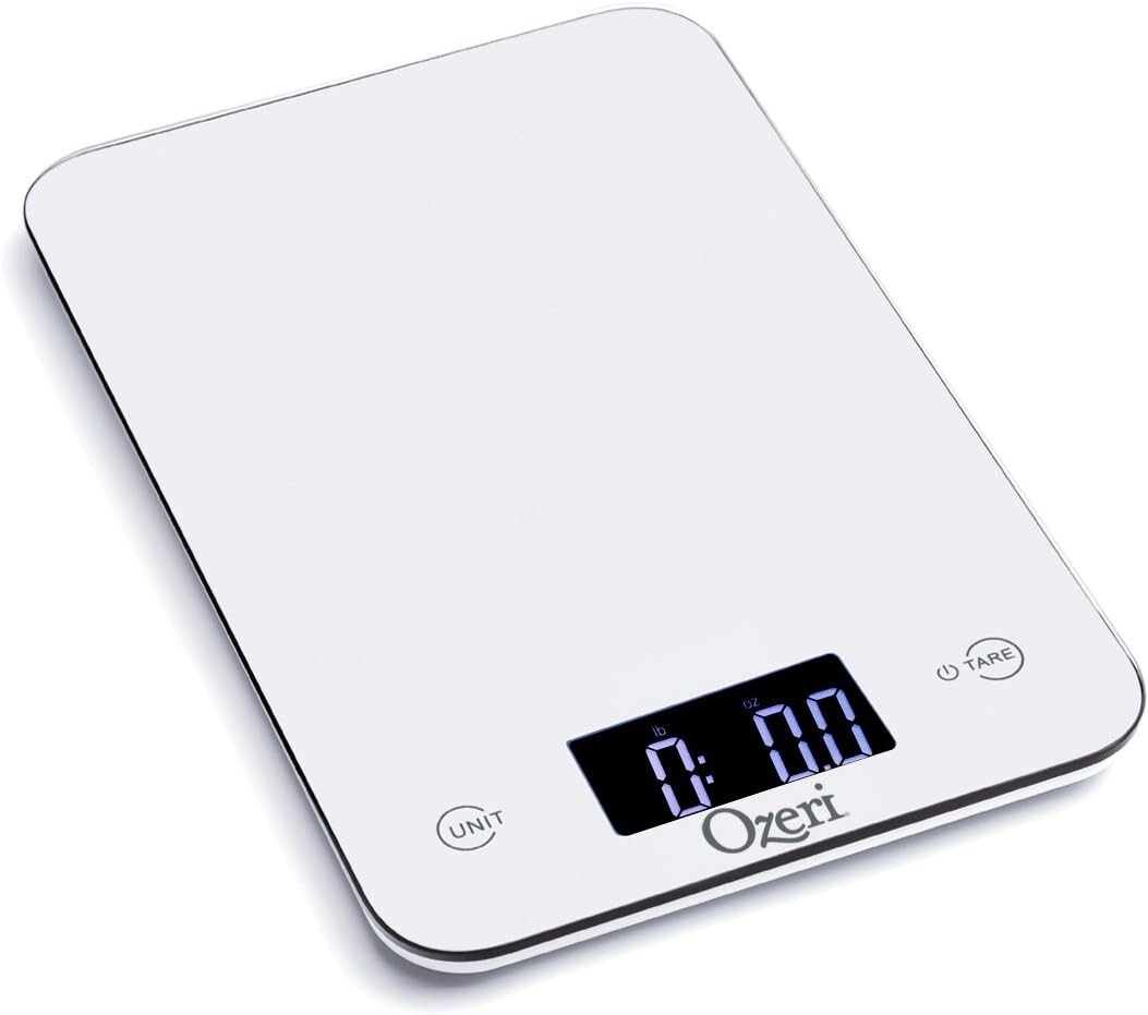 Ozeri Touch Professional Tempered Glass Digital Food Meal Kitchen Scale, White gallery