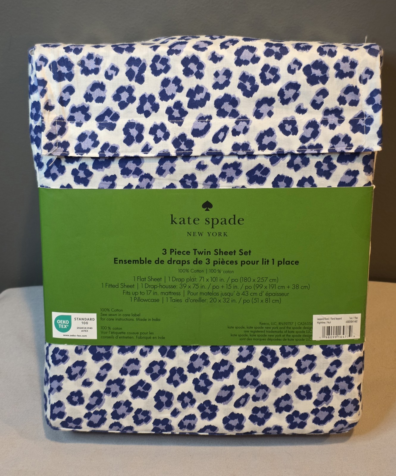 Kate Spade 3pc. 100% Cotton Twin Sheet Set - Leopard Floral gallery