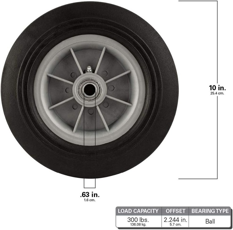 10-Inch Flat Proof Replacement Wheel - 300 lb Capacity for Wagons & Carts gallery