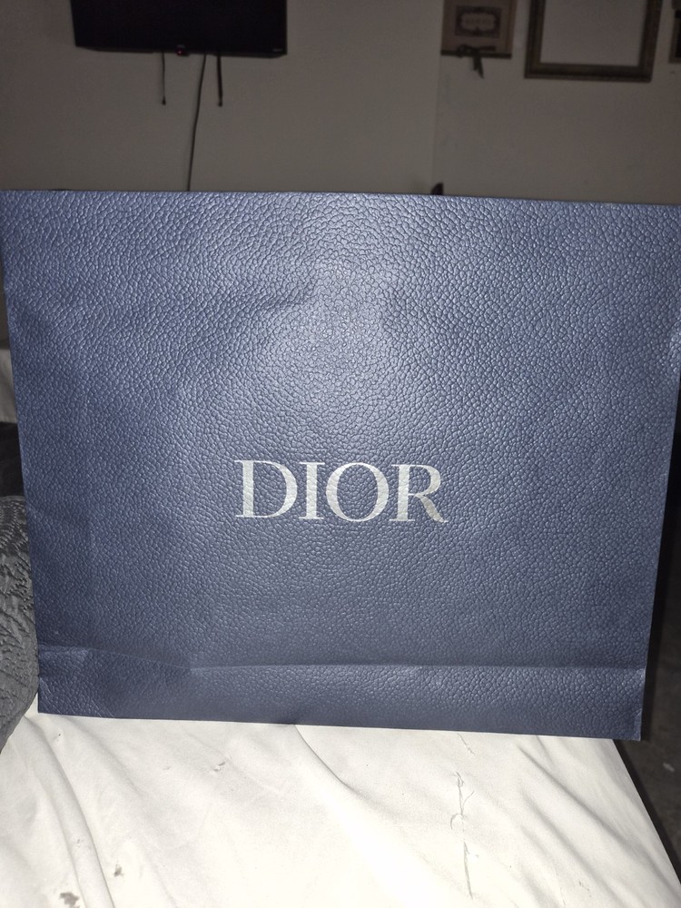 DIOR Large Grained Shopping Bag Silver Logo 16.5x14.5x4