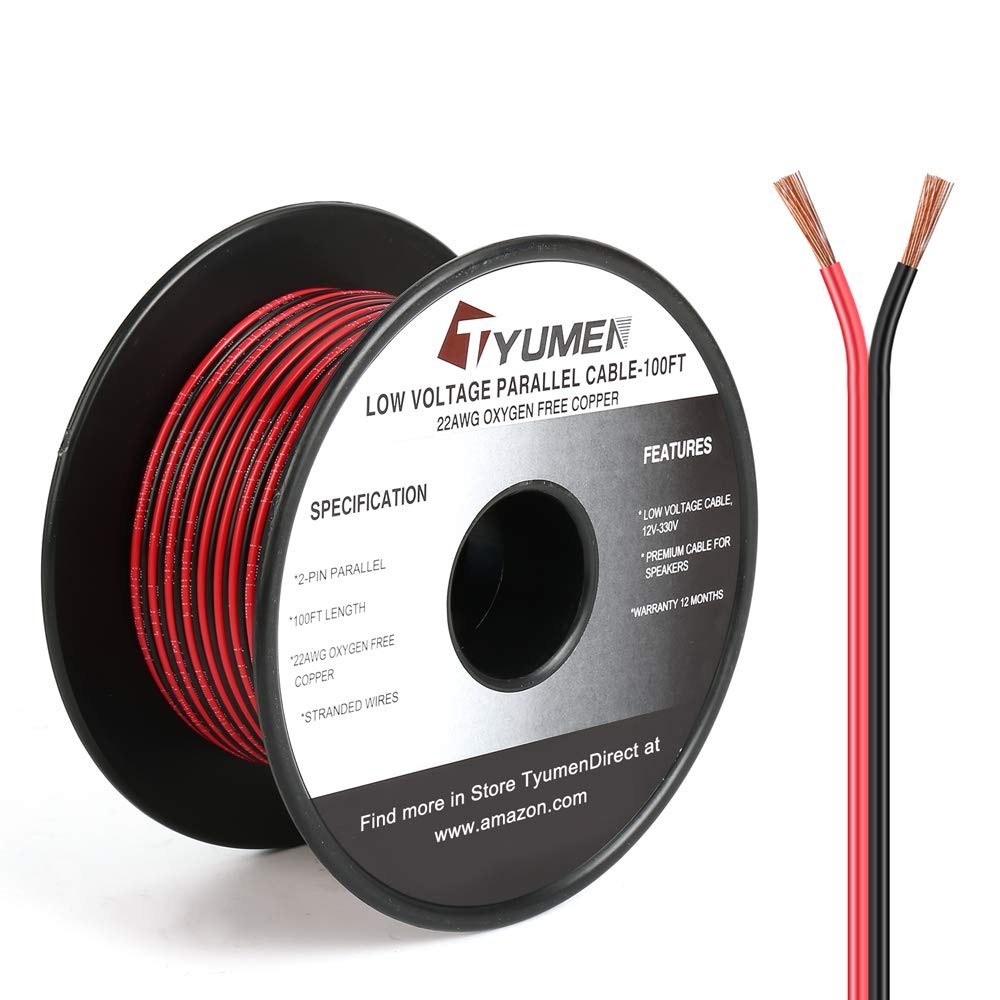 100FT 22/2 Red Black Extension Cord, 22AWG, OFC, 12V/24V DC, LED Strip Wire gallery