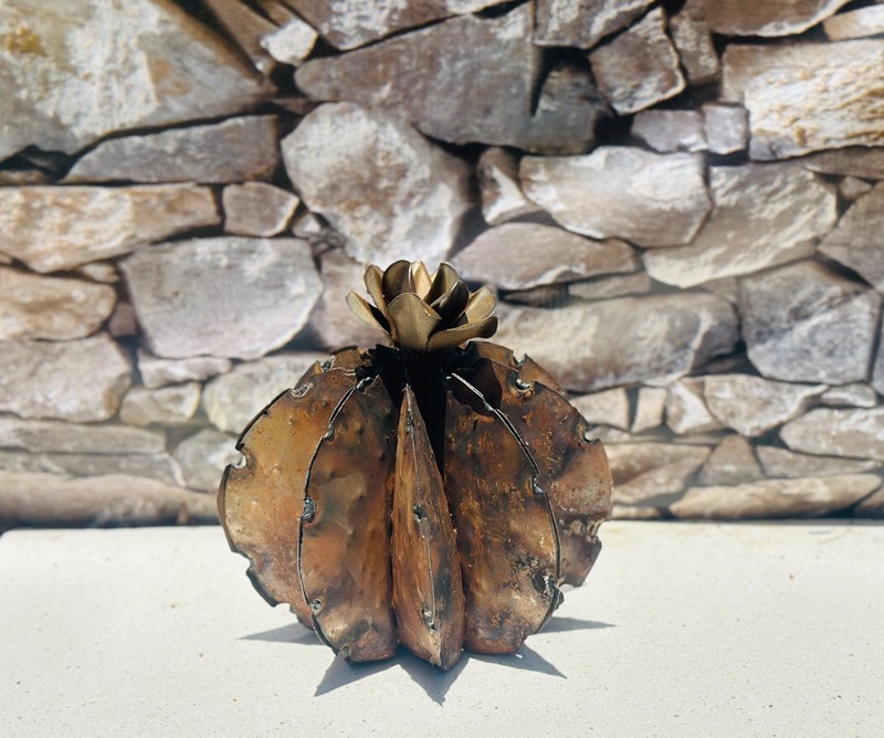 Handcrafted Rustic TINY Metal Barrel Cactus Metal Yard Art Metal Barrel Cactus gallery