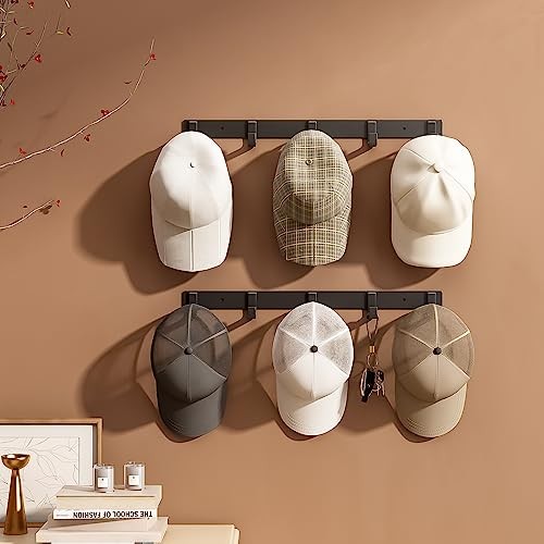 2 Pack Hat & Coat Rack - Wall Mounted Aluminum Alloy Hook Rack (5 Hooks Black) gallery