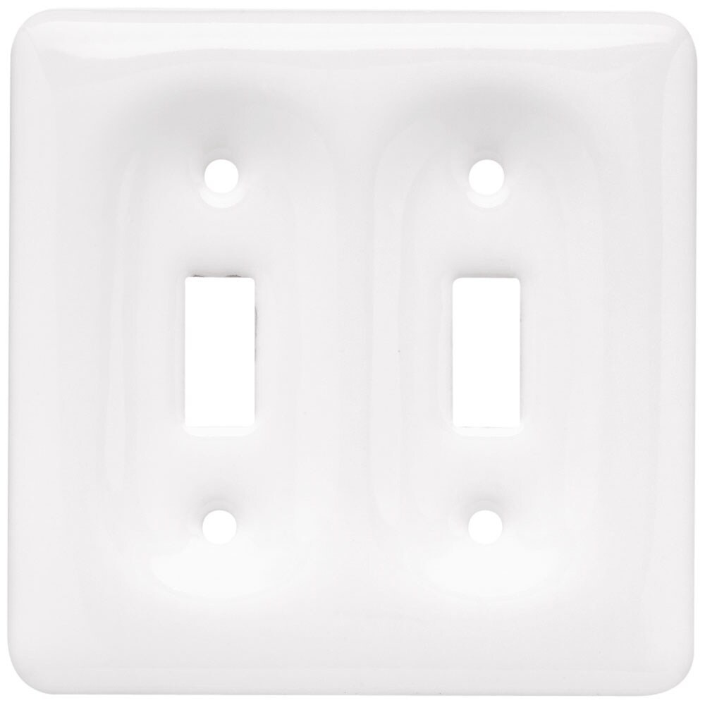 (5 Pack) Double Switch Wall Plate White Ceramic