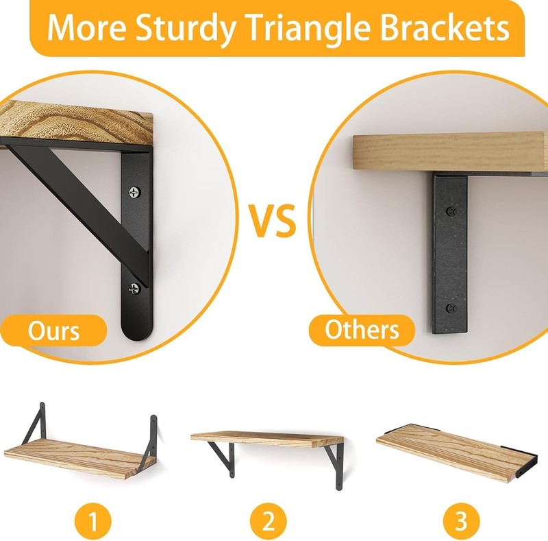 Beautiful Rustic Brown Floating Shelves for Wall - Maximize Your Space Elegantly gallery