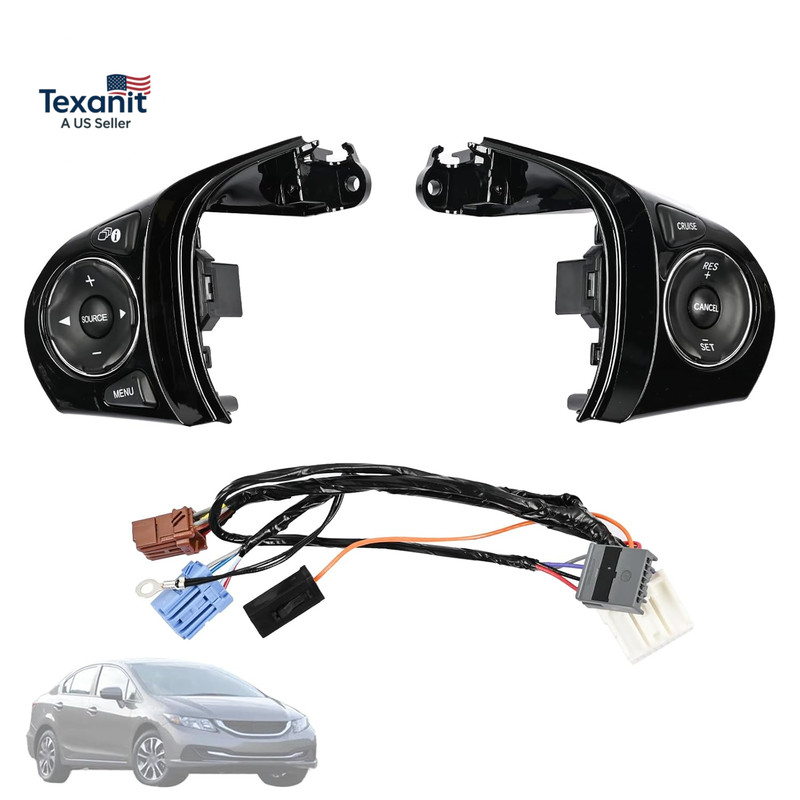 Pair Steering Wheel Audio Control Switch Button Compatible with Honda Civic 2012 gallery