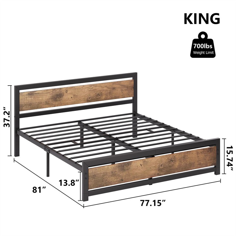 ☑️✅King Size Bed Frame with Headboard Easy Assemble Noise Free King Bed Mattress gallery