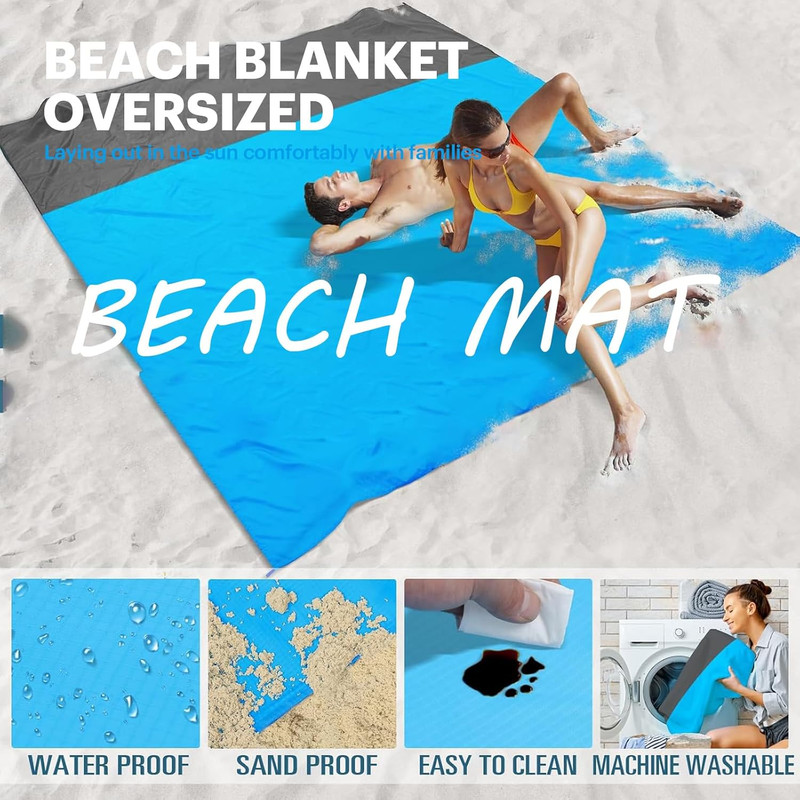 Beach Blanket Sandproof Waterproof, Beach Essentials Extra Large Beach Mat, 7... gallery