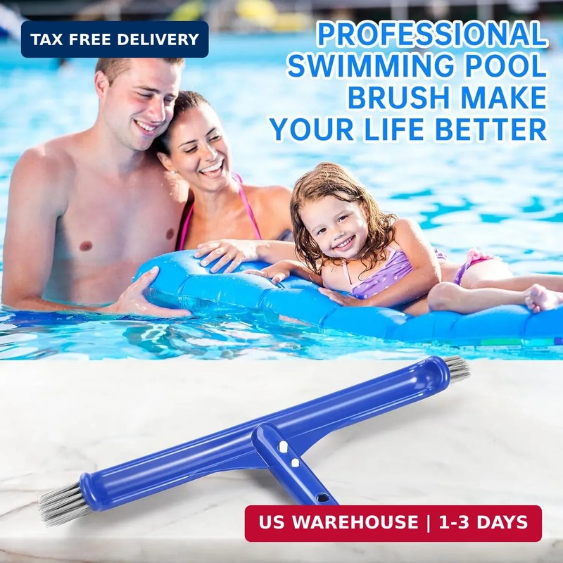 Pool Brush Head, 17" Pool Brushes for Cleaning Pool Walls, Curved Ends High-Effi gallery