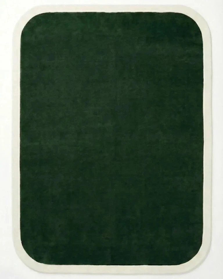 Green Ivory Rug, Irregular Hand Tufted Rug, Modern Handmade Woollen Carpet gallery
