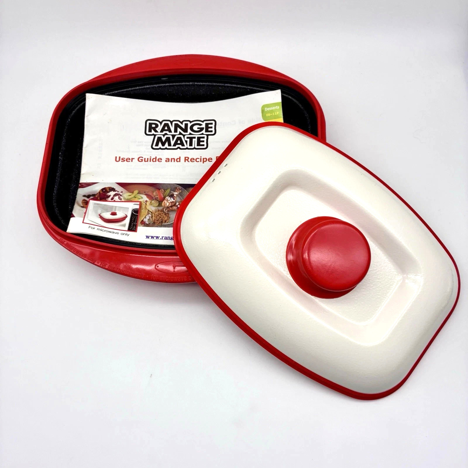 Range Mate Rectangular Nonstick Microwave Grill Pan Red With Recipe Booklet gallery