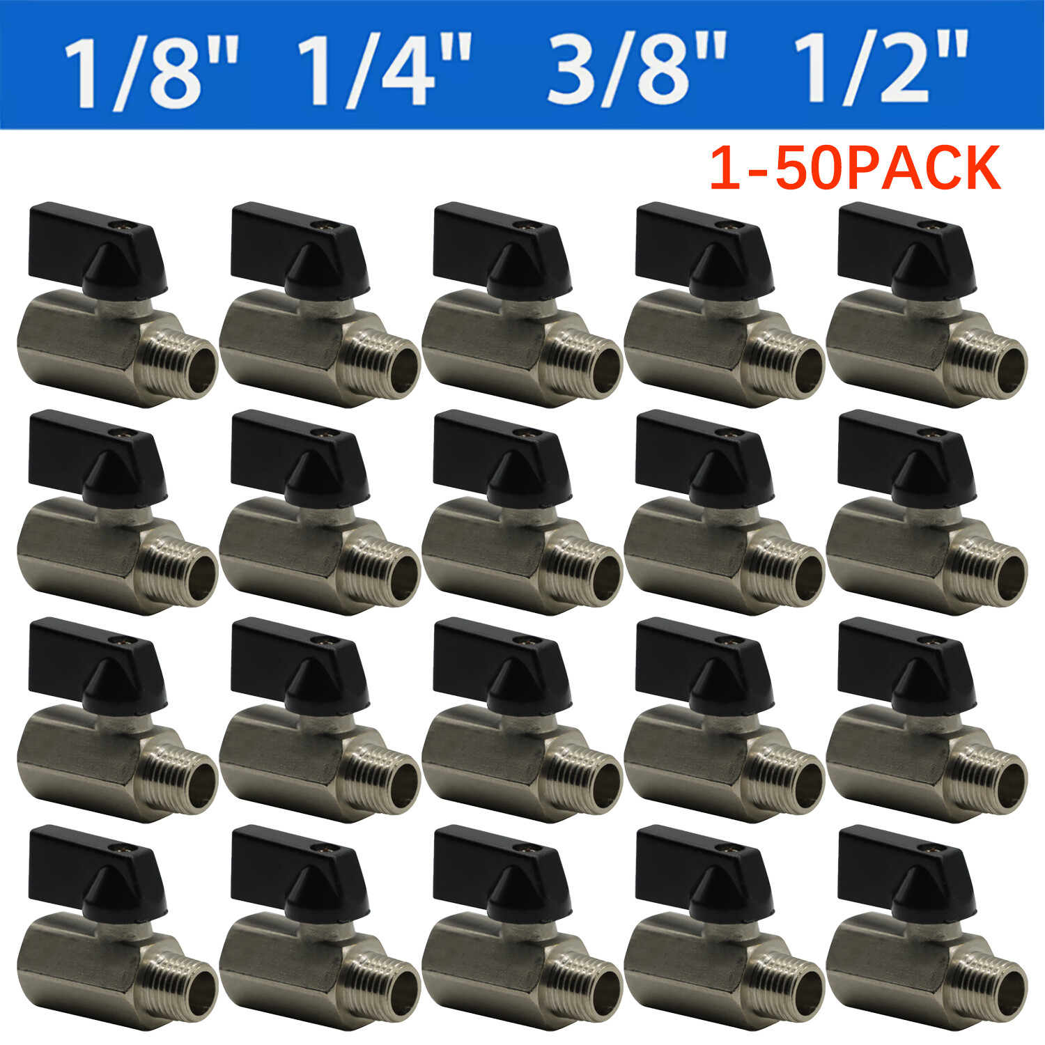 1-50PCS Air Compressor Mini Brass Ball Valve 1/8" 1/4" 3/8" 1/2"NPT Male/Female gallery