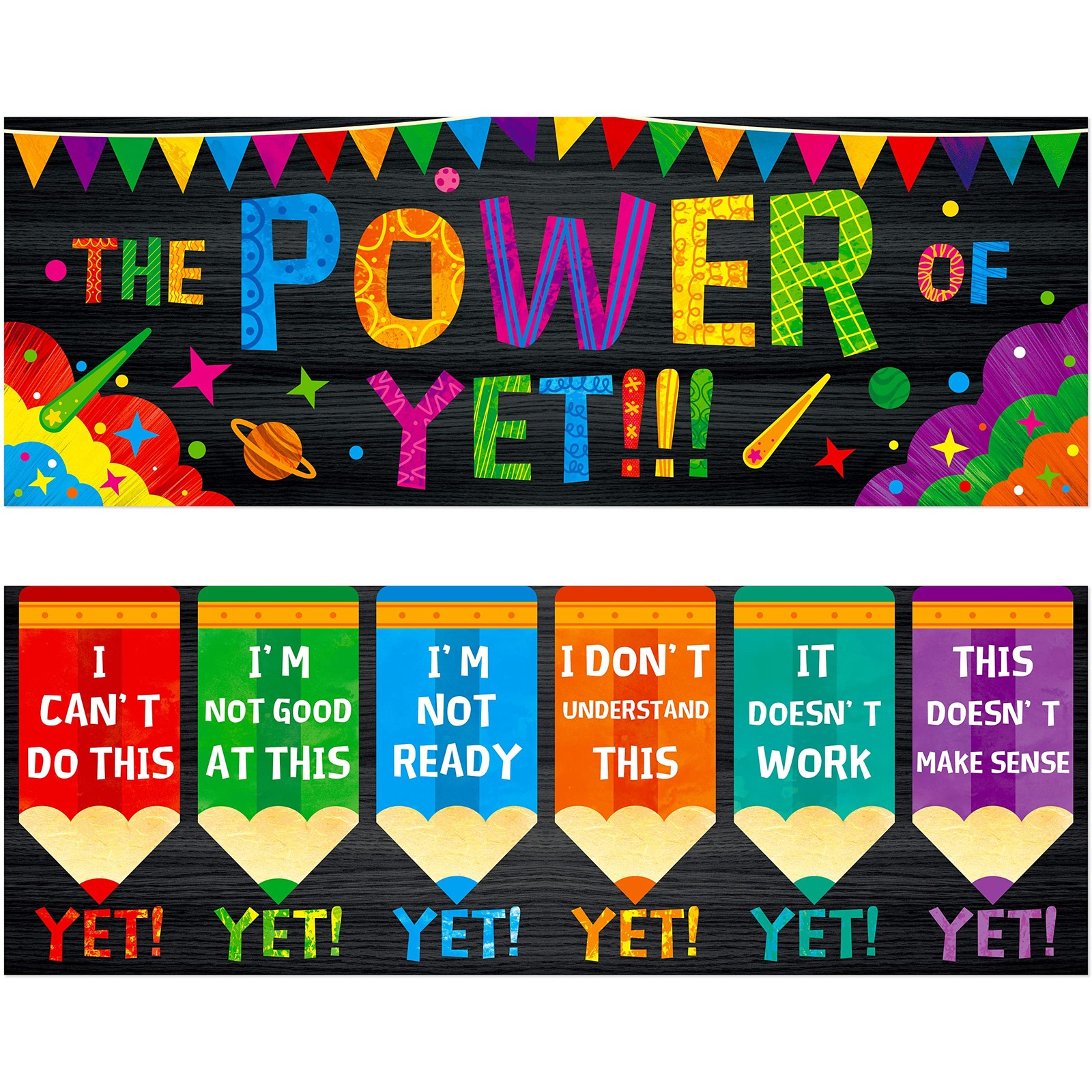 Classroom Banner Poster 2 PCS Encouragement Bulletin Board Colorful gallery
