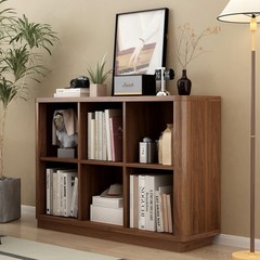 6 Cube Storage Bookcase 40″ Wide Horizontal Bookshelf Curved Edge 2 Tier