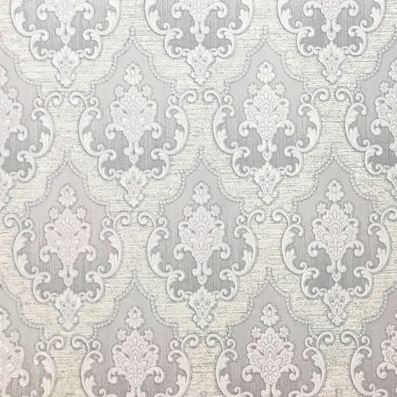 Wallpaper fabric pattern wallcovering textured white gray damask paste the wall gallery