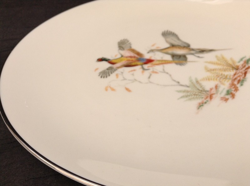 ROYAL DEVON GAME BIRD SERIES DINNER PLATES, 10.5", SILVER TRIM, (4) gallery