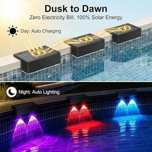 4 Pack Solar Pool Lights for above Ground Pools, Swimming Inground Pool LED Ligh gallery