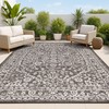 Boho Medallion Indoor Outdoor Area Rug 5X8 Black/Gray, Malta Textured Weave f... gallery