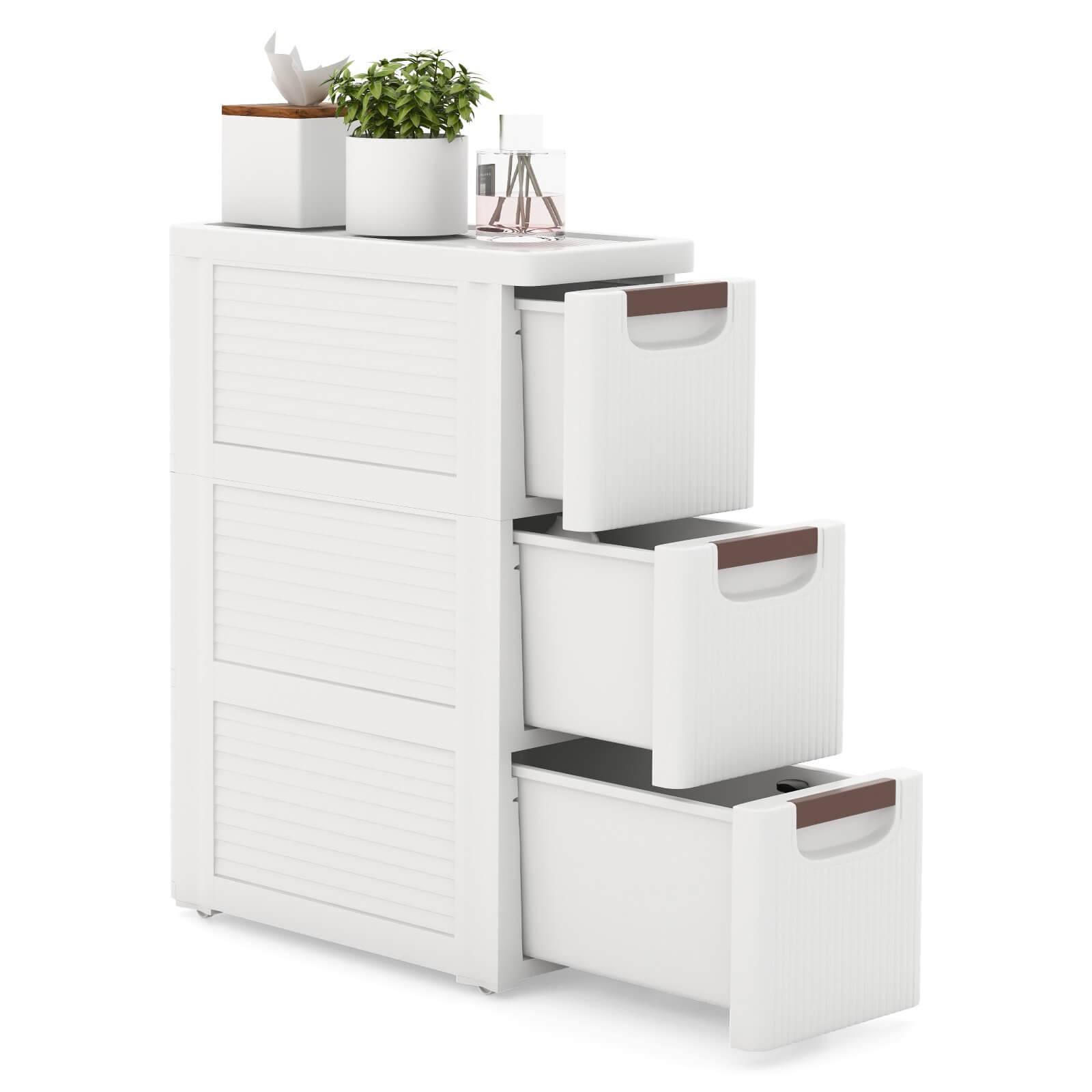 3-Drawer Narrow Rolling Storage Cabinet with Pull Handles Built-in Wheels gallery