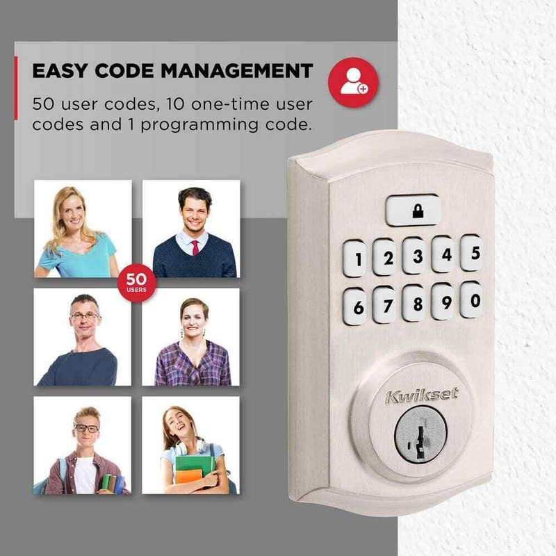 Kwikset SmartCode 260 Satin Nickel Electronic Deadbolt Keypad, SmartKey Security gallery