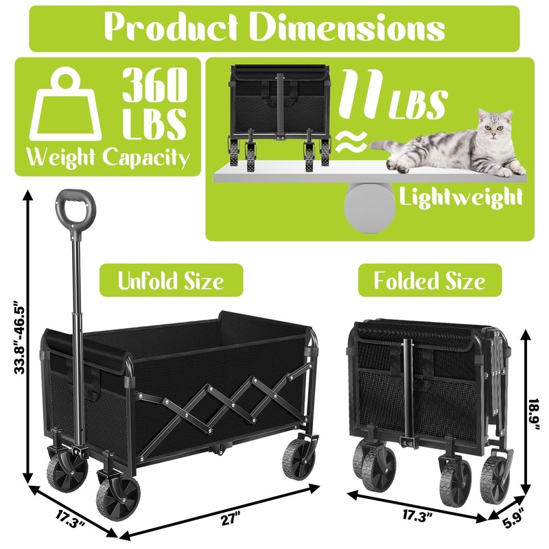 New Wagons Carts Foldable Collapsible Wagon with Wheels, Folding carts for Camp gallery