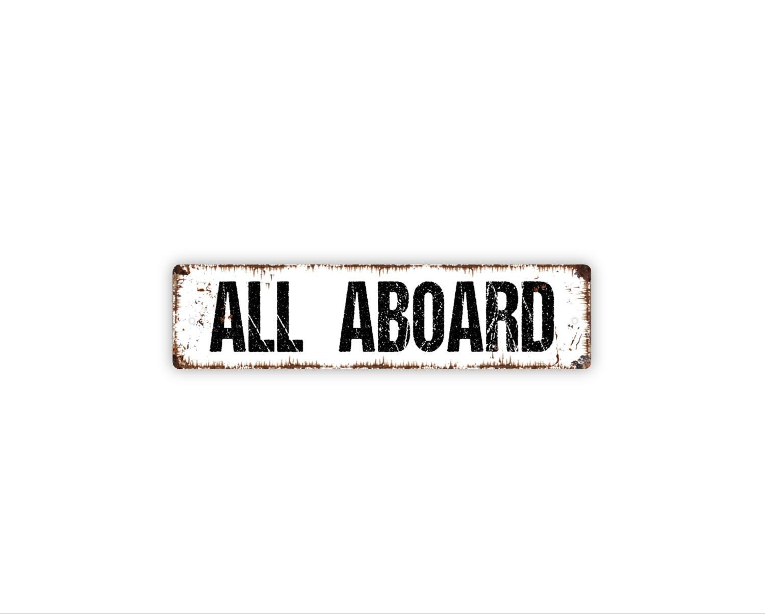 All Aboard Metal Sign – Vintage Train Quote Wall Decor for Train Rooms, gallery