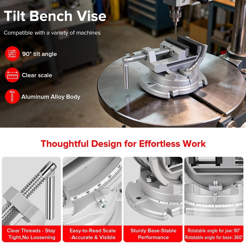 Multi-Angle Bench Clamp with Heavy-Duty Vise Function: 0-90° Tilt, 360° Swive... gallery