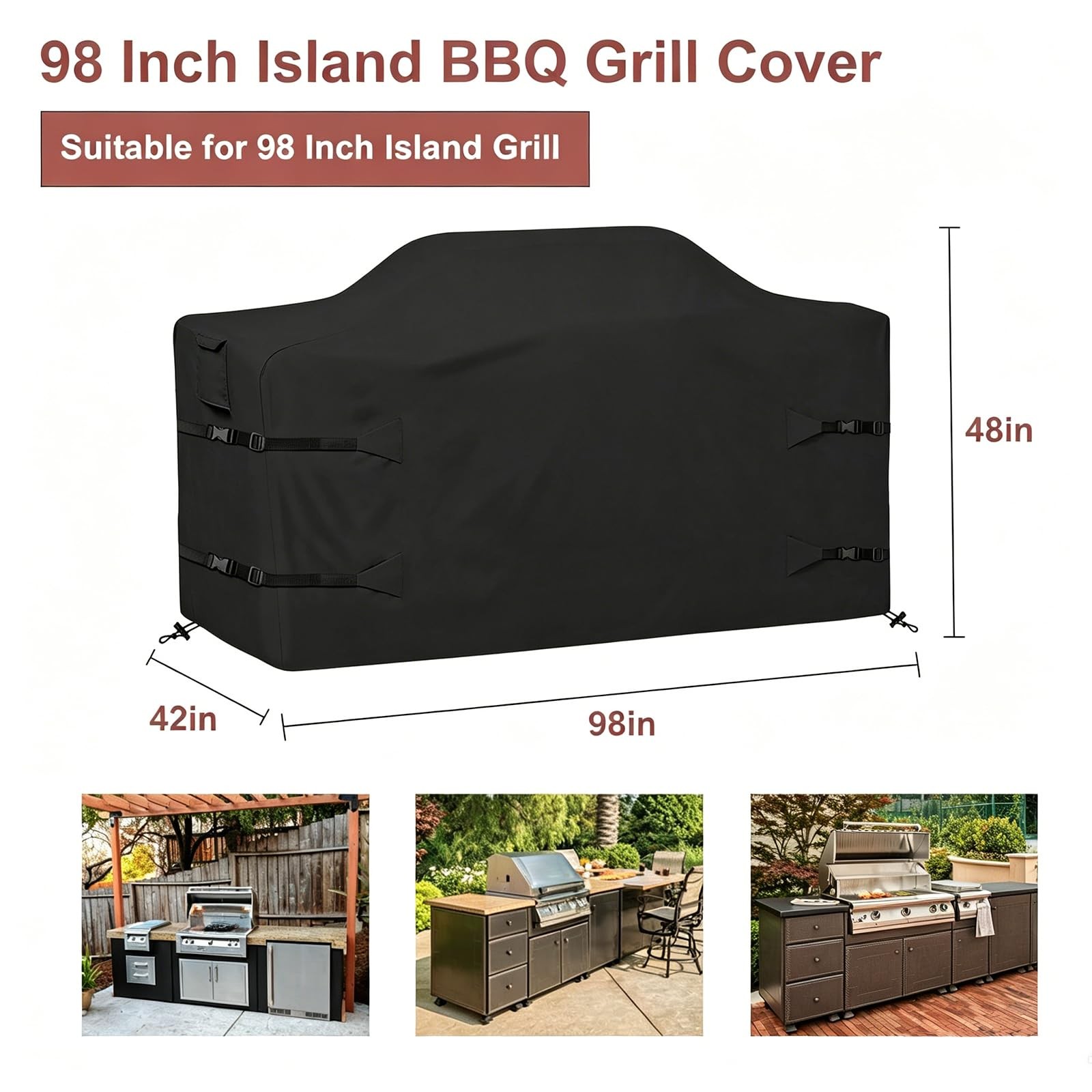 Best 98 Inch Island Grill Cover Kitchen Extra Large 600D Oxford Cloth Heavy Duty gallery