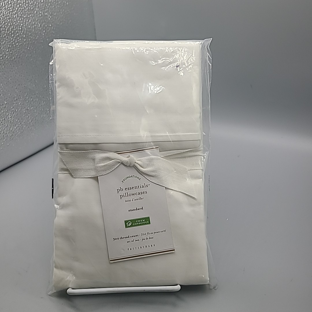 NEW Pottery Barn PB Essential Standard Pillowcases Set/2, 300 TC White New gallery