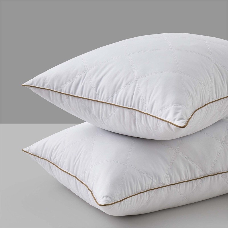 2 Pack Goose Down Feather Bed Pillows King or Queen, 100% Organic Cotton Shell gallery