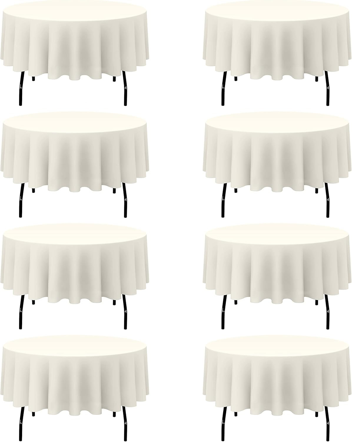 8 Pack Ivory round Tablecloths 90 Inch for 60” Tables - 150 GSM Polyester Fabric gallery