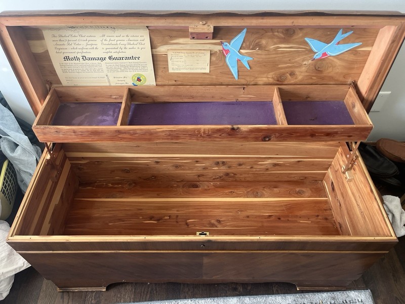 Bluebird Cedar Chest Brown Solid Wood Rectangular Storage Chest Trunk Hinged Lid gallery