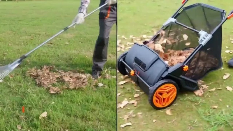VEVOR Lawn Sweeper Push Leaf Grass Collector 21" - Black (S35CUFT21INCHNVK3) gallery