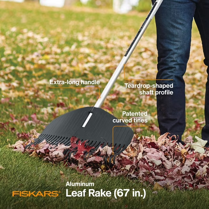 Fiskars Poly Leaf Rake, Leaf Rake, 67" Length gallery