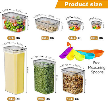 42 Pack Set Kitchen Plastic Food Containers with Airtight Lids Leak Proof gallery