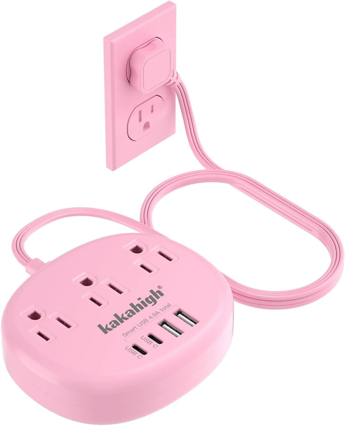 Pink Extension Cord with Surge Protected 1080J - 5 FT Kawaii Power Strip, 1625W gallery