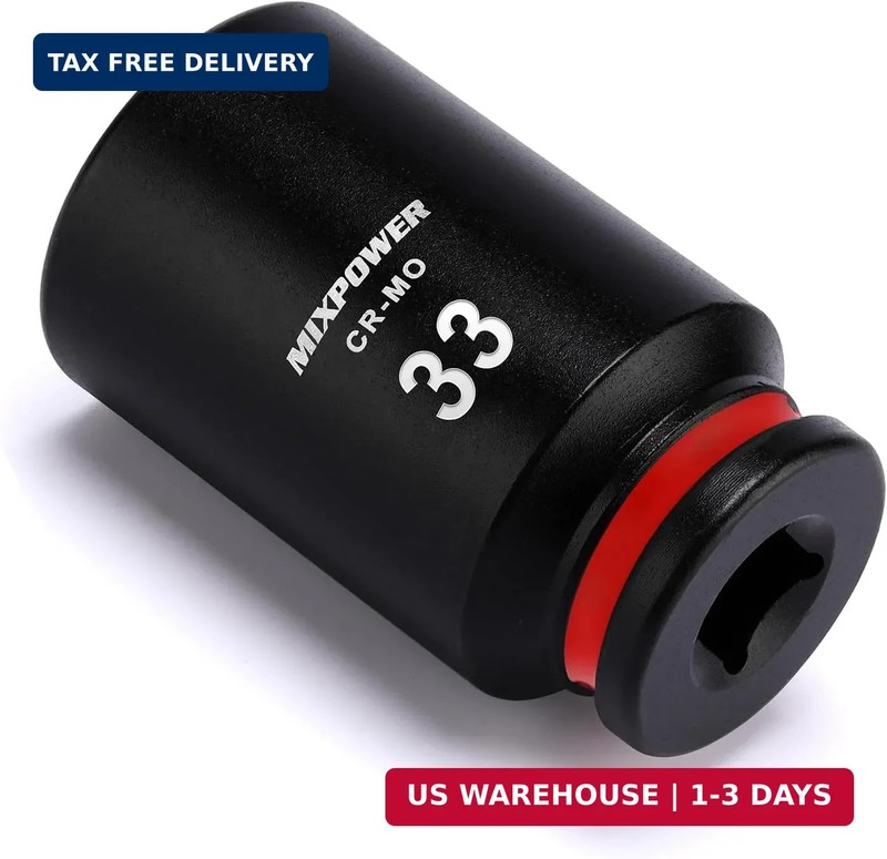 MIXPOWER 1/2" Drive Deep Impact Socket, CR-MO, 33mm, Metric, 6 Point, Axle Nut I gallery