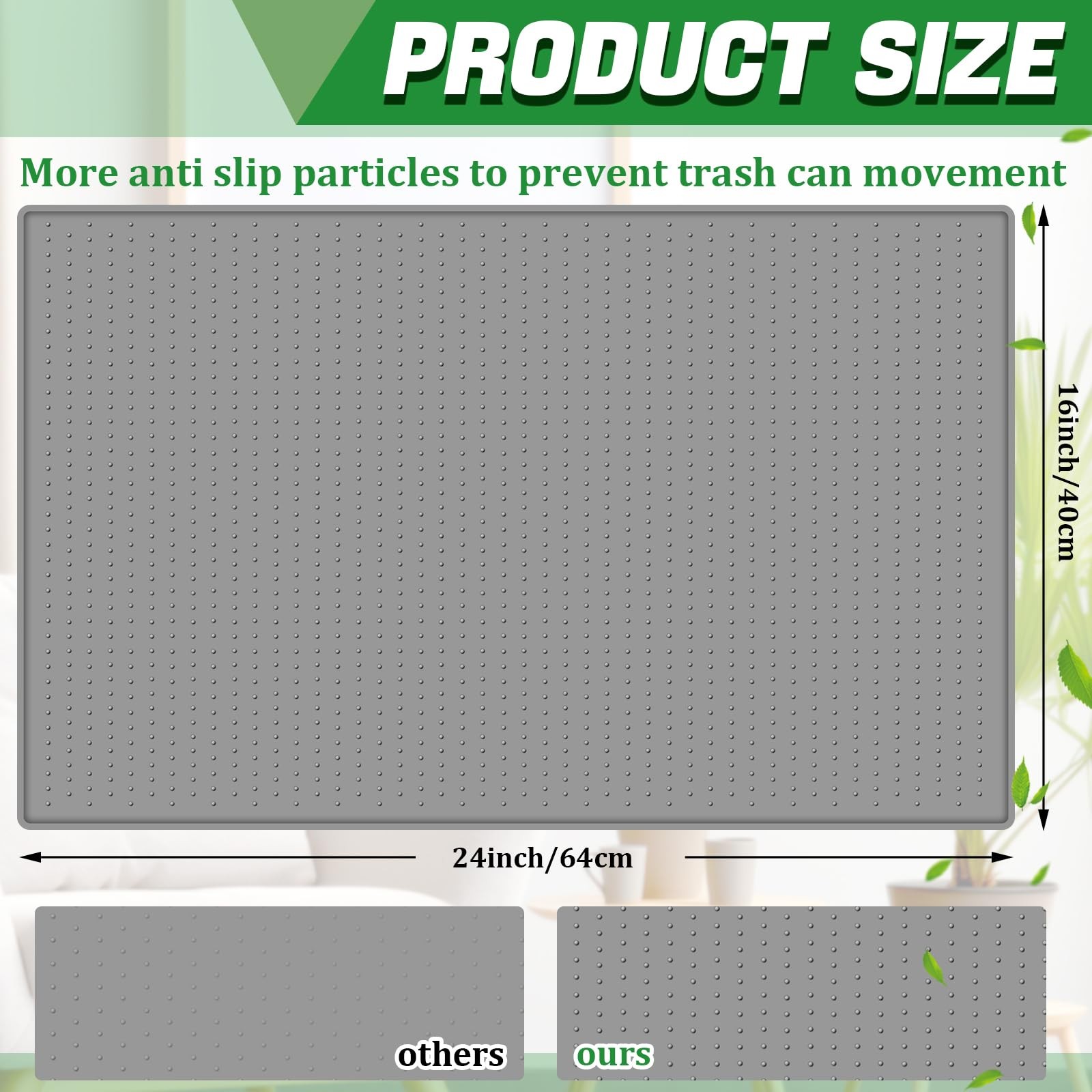 Waterproof Trash Can Mat with Raised Edge Non Slip Under Garbage Mat Trash Ca... gallery