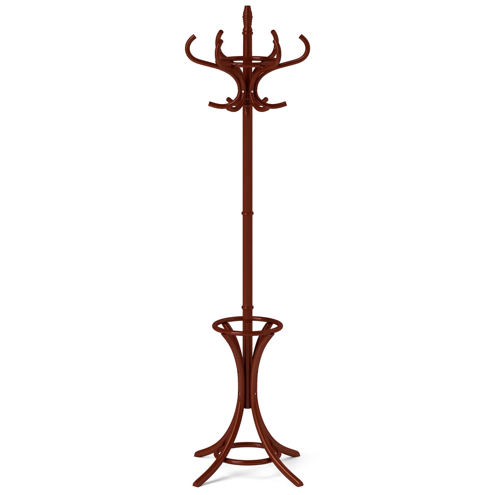 Wood Standing Hat Coat Rack Jacket Bag Hanger Home 12 Hooks w/ Umbrella Stand gallery
