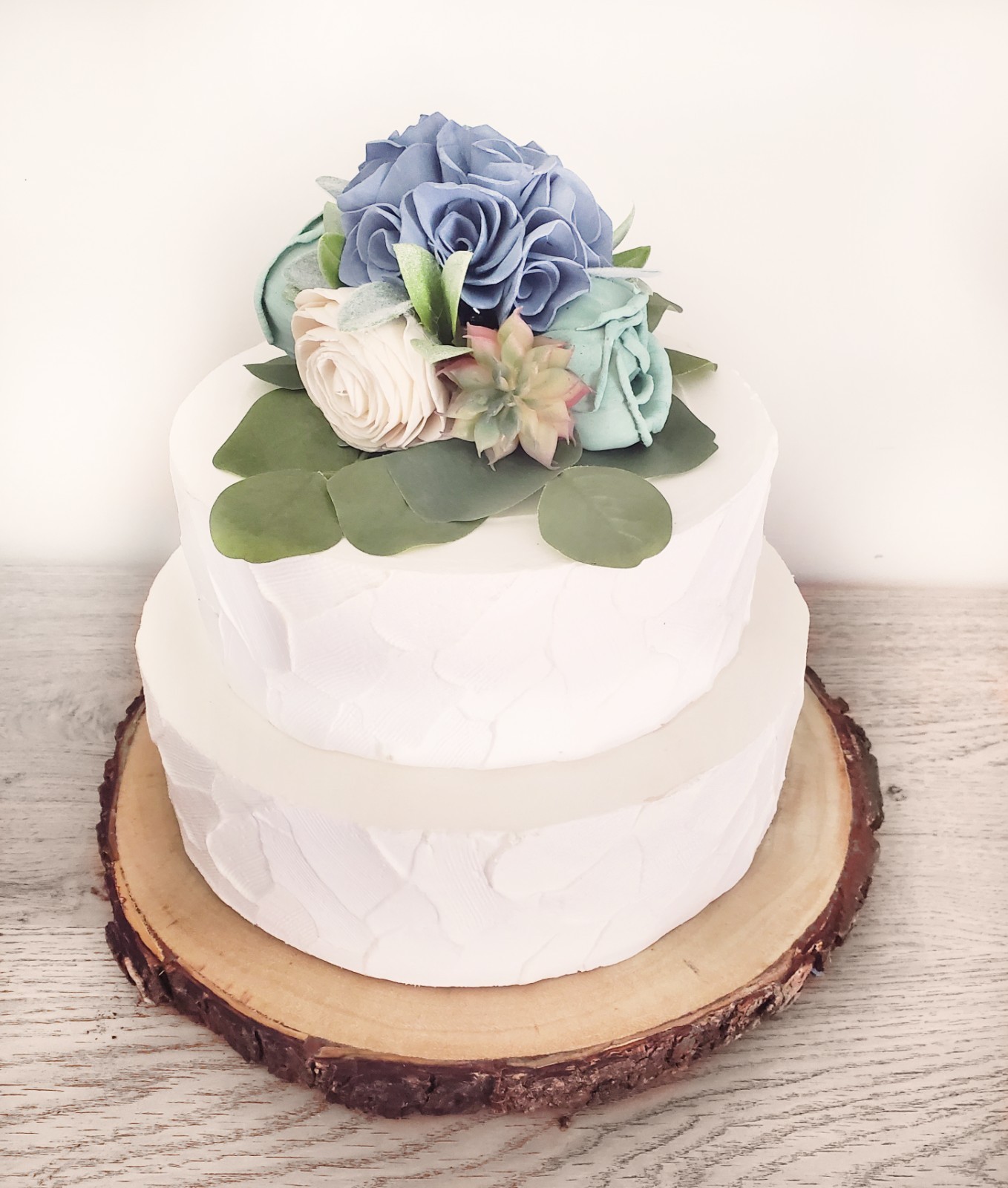Dusty Blue Cake Topper Sage Succulent Wedding Artificial Shower Sola Wood Decor gallery