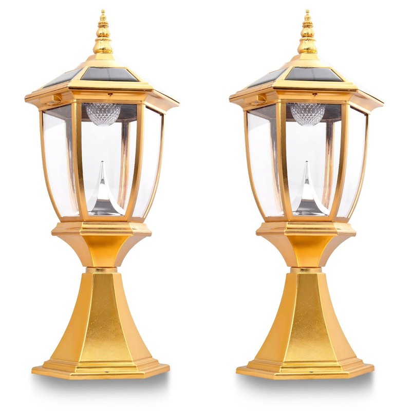 2 Outdoor Solar Post Light Lamp Lantern 6x6 LED Deck Cap Fence Path Vinyl Garden gallery