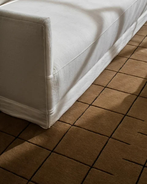 Nordic Knots Grid Chestnut Wool Rug Hand-Tufted Brown Area Carpet Modern gallery