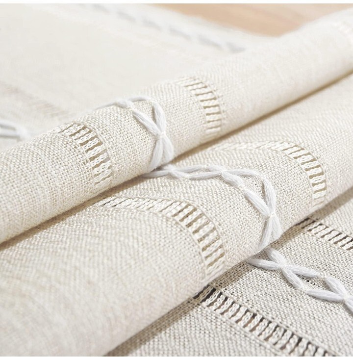 Farmhouse Linen Fabric Table Runner With Tassels 13" x 48" gallery