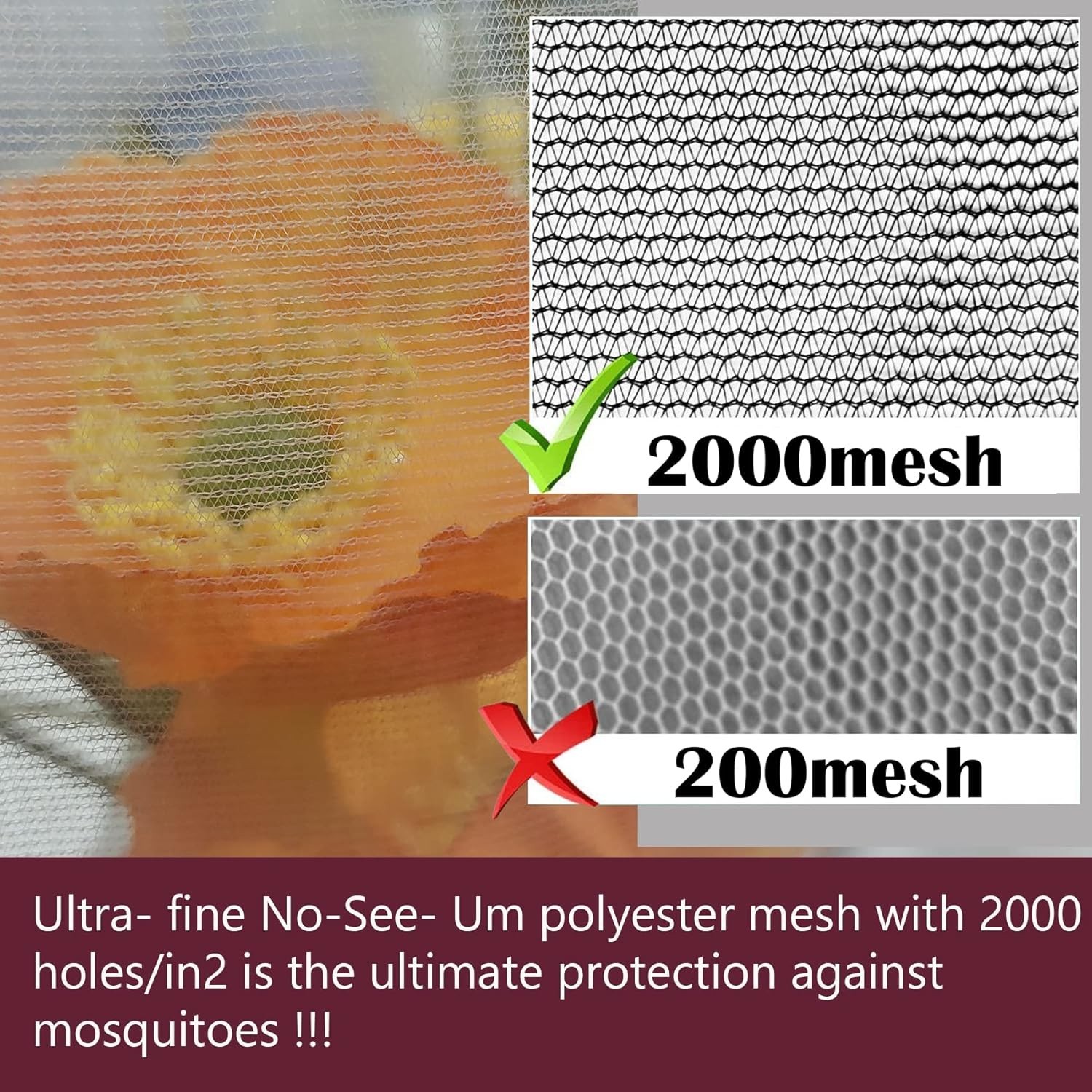 No-See-Um mesh Square Mosquito Net for King Size Bed 2 Openings Netting Mosquito gallery