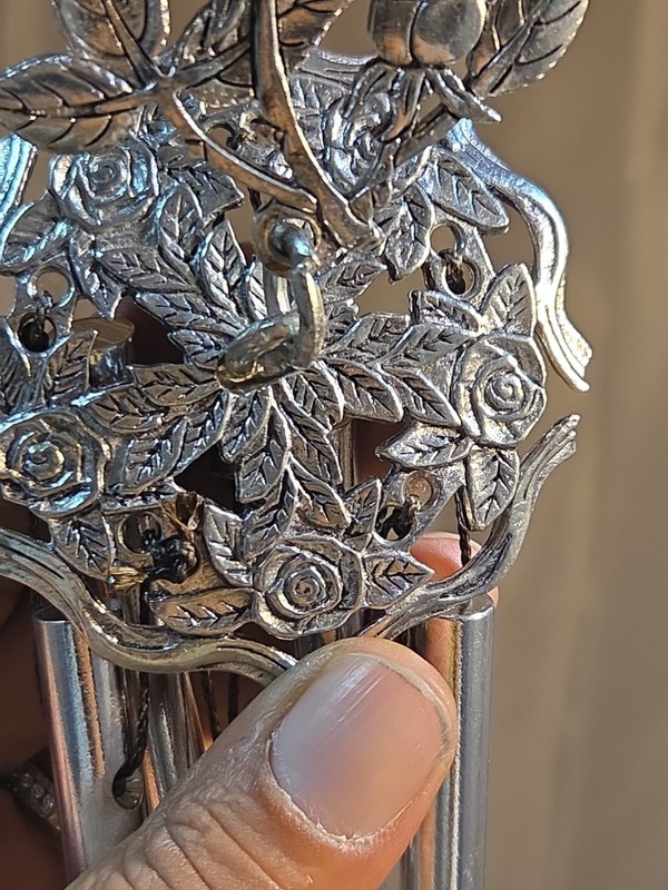 Peaceful Melodic Whispering Winds Fine Pewter Rose 14in Excel Condition gallery
