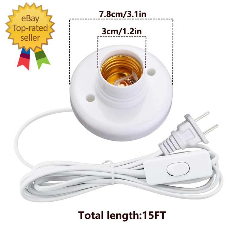 15Ft Light Socket with Cord E26/ E27 Light Bulb Socket On/Off Switch Hanging gallery