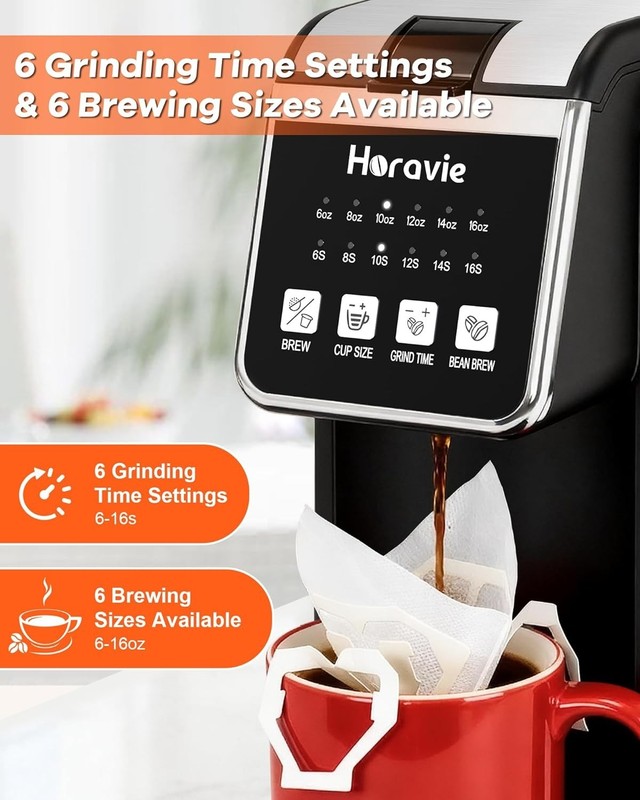 Single Serve Coffee Maker with Built-in Grinder, Fast Brew 6-16oz Single Cup ... gallery