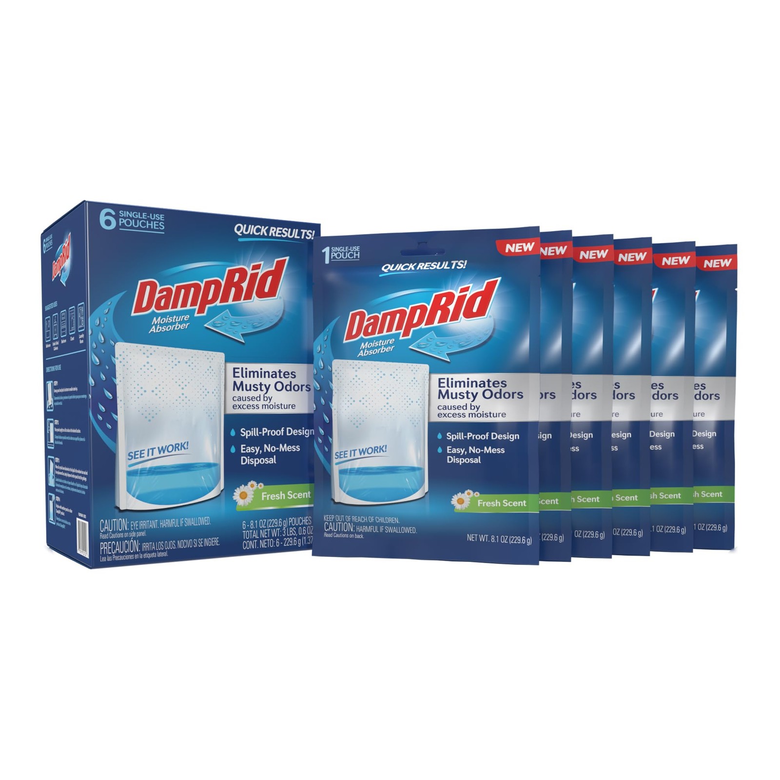DampRid Fresh Scent Single-Use Pouch Moisture Absorber, 6-Pack gallery